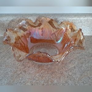 Vintage Fluted Carnival Glass Bowl